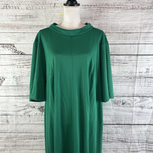 Who What Wear Dress Plus size 4X Green Stretch Jersey Knit Midi Career Church - Picture 5 of 16
